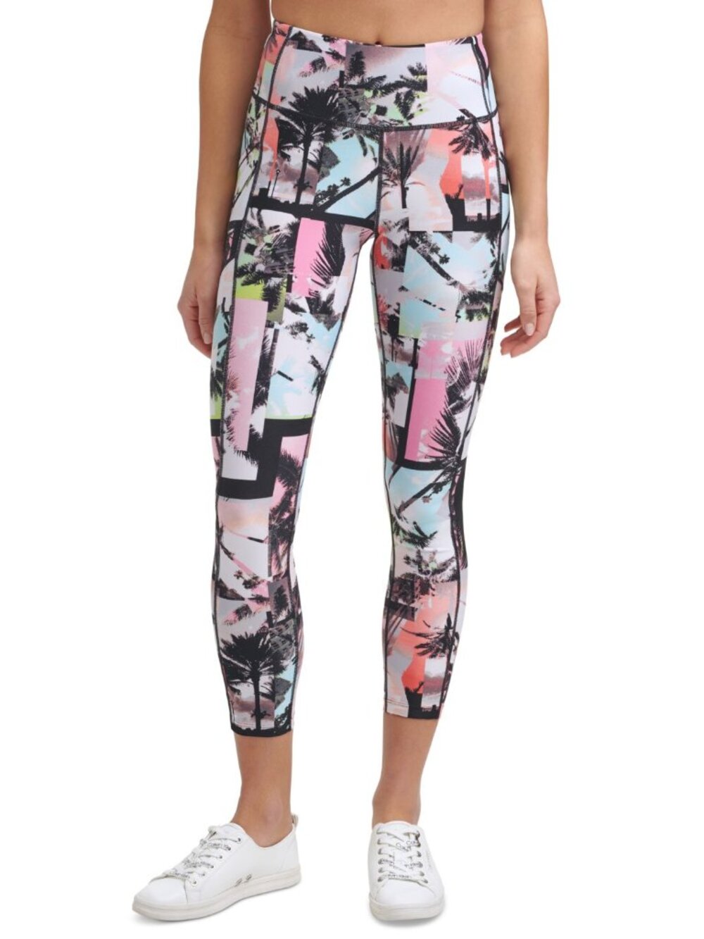 Calvin Klein Womens Activewear Performance Printed High-Waist 7/8 Length Legging